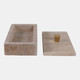 21603-01#9x5" Travertine Box With Gold Knob, Tan