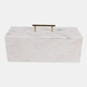 21604-01#16x7" Marble Rectangular Box With Handle, White/go