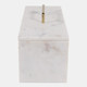 21604-01#16x7" Marble Rectangular Box With Handle, White/go