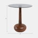 21614#21x18" Smoke Glass Top Teardrop Accent Table, Brow