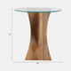 21615#21x20" Glass Top Criss Cross Accent Table, Natural