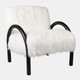 21638#Curved Arm Furry Accent Chair, Ivory