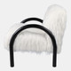 21638#Curved Arm Furry Accent Chair, Ivory