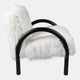 21638#Curved Arm Furry Accent Chair, Ivory