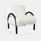 21638#Curved Arm Furry Accent Chair, Ivory