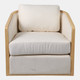 21641#Rounded Cane Back Swivel Accent Chair, Ivory/tan