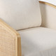 21641#Rounded Cane Back Swivel Accent Chair, Ivory/tan