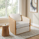21641#Rounded Cane Back Swivel Accent Chair, Ivory/tan