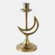 21659-01#9x5" Crescent Moon Taper Holder, Gold