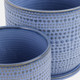 21661-03#Cer, S/2 2 6/8" Textured Planter W/ Saucer,  Blue