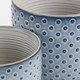 21661-05#Cer, S/2 6/8" Dotted Planter W/ Saucer,  Blue