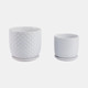 21661-08#S/2 6/8" Dotted Planter W/ Saucer, White