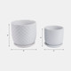 21661-08#S/2 6/8" Dotted Planter W/ Saucer, White