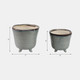 21667-02#S/2 6/7" Organic Footed Planters, Blue