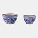 19140-01#S/2 9/11" Bowl Chinoiserie Planters, Blue/wht