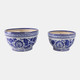 19140-01#S/2 9/11" Bowl Chinoiserie Planters, Blue/wht