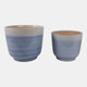 20265-03#S/2 10/12" Reactive Glazed Planters, Baby Blue