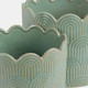 21792-02#S/2 9/12"  Arch Planters, Sage Green