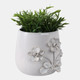 21796-02#7" Flower Applique Planter, Ivory