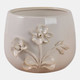 21796-03#9" Flower Applique Planter, Ivory