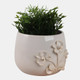 21796-03#9" Flower Applique Planter, Ivory