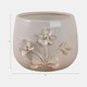 21796-03#9" Flower Applique Planter, Ivory