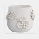 21797-02#7" Flower Bunches Applique Planter, Ivory