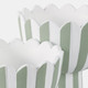 21867#S/2 7/9" Scallop Edge Striped Planters, Green/whit