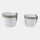 21870#S/2 6/7" Big Bow Planters, White/green
