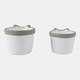 21870#S/2 6/7" Big Bow Planters, White/green
