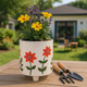 21909-01#6" Footed Hand Painted Planter, Multi