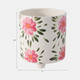 21909-02#6" Footed Hand Painted Pink Flower Planter, Multi