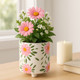 21909-02#6" Footed Hand Painted Pink Flower Planter, Multi