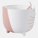 21910#6" Kitty Whiskers Footed Planter, White/tan