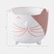 21910#6" Kitty Whiskers Footed Planter, White/tan