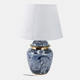 51405#18" Chinoiserie Table Lamp Gold Trim, White/blue