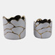 20318-02#S/2 6/7" Clouds Planter, Wht/gld