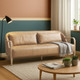 EV22010#87" Krestlin Taupe Top Grain Leather And Wood Sofa