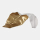 18466-01#Metal 18" Curled Leaf, Ivory/gold