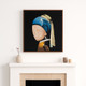 70451#47x47 Hand Painted Girl With Pearl Earring, Multi