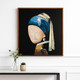 70451#47x47 Hand Painted Girl With Pearl Earring, Multi