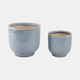 20265-04#S/2 6/8" Reactive Glazed Planters, Blue
