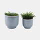 20265-04#S/2 6/8" Reactive Glazed Planters, Blue