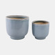 20265-04#S/2 6/8" Reactive Glazed Planters, Blue
