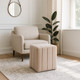 EV22089#19" Halofax Tan Suede Ottoman Stool