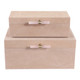 EV22092#S/2 12/14" Halofax Tan Suede Selenite Hardware Box
