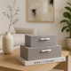 EV22100#S/2 12/14"avea Gray Suede/moonstone Hardware Boxes