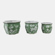 22105#S/3 8/10/12"green/wht Floral Planters