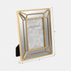 22109-01#4x6 Resin Deco Mirrored Border Photo Frame, Gold