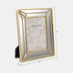 22109-02#5x7 Resin Deco Mirrored Border Photo Frame, Gold